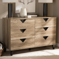 Baxton Studio Wales-6DW-Chest Wales Modern and Contemporary Light Brown Wood 6-Drawer Chest